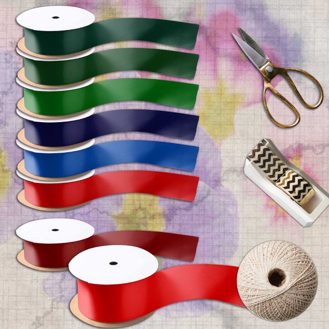 Red Colour solid minimalist Festive Satin Ribbon (Creator Uploaded)