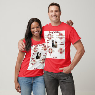 Red Colour Wedding Couples marriage Celebration  T-Shirt