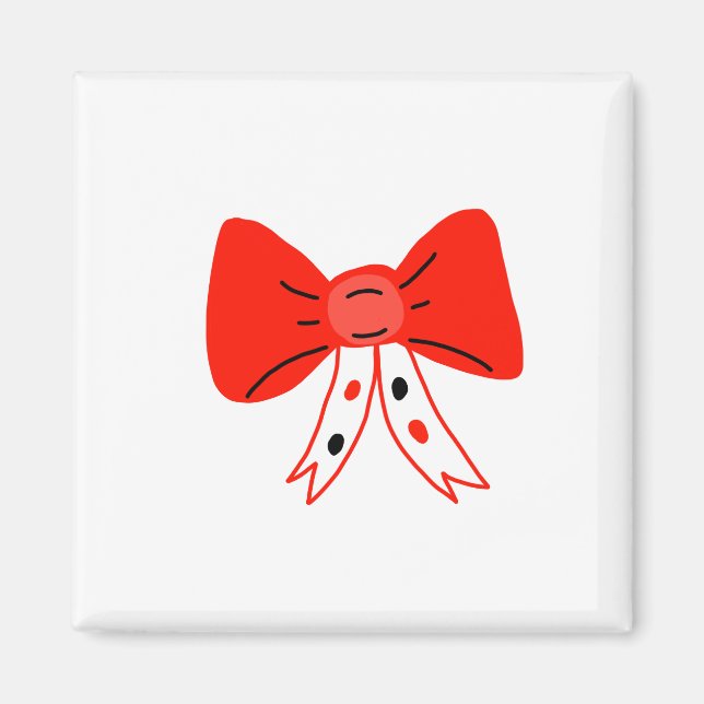 red coloured bow shapes design coffee mug magnet (Front)