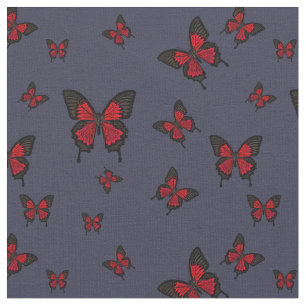 Red coloured Butterfies, Swallow tail Butterfly Fabric