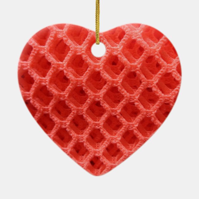 Red Coloured Crochet Fabric Look Ceramic Ornament (Back)