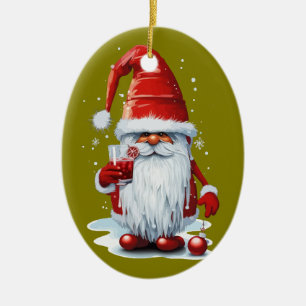 Red-Coloured Pomegranate-Juice Skaal to the Snowy- Ceramic Ornament