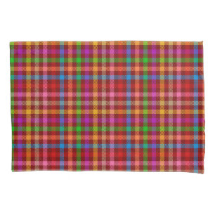 Red Colourful Gingham Plaid Pattern Pillowcase