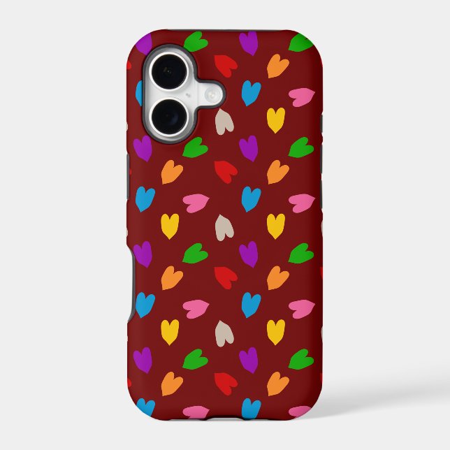 Red Colourful Love Hearts Pattern  (Back)