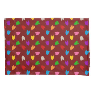 Red Colourful Love Hearts Pattern  Pillowcase