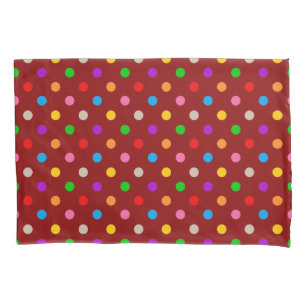 Red Colourful Rainbow Polka Dots Design  Pillowcase