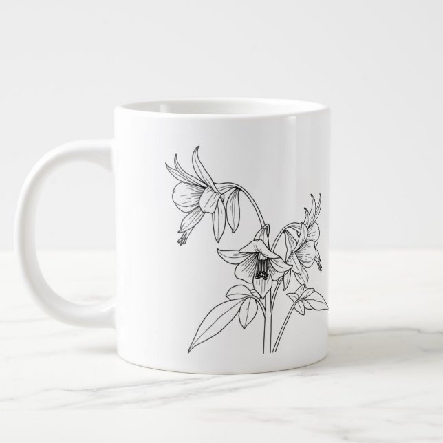Red Columbine - Aquilegia canadensis - Native  Large Coffee Mug (Left)