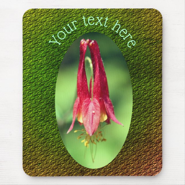 Red Columbine Flower Personalised Mouse Pad (Front)