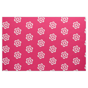 Red Combed Cotton With White Flower Fabric