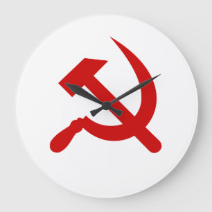 Red Communism hammer and sickle Large Clock