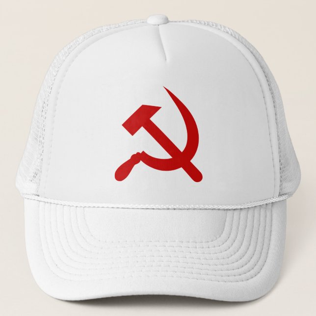 Red Communism hammer and sickle Trucker Hat (Front)
