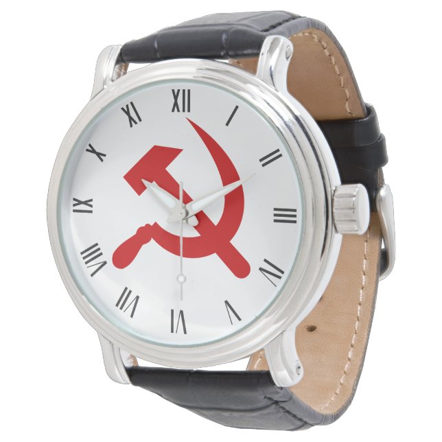Red Communism hammer and sickle Watch (Angled)