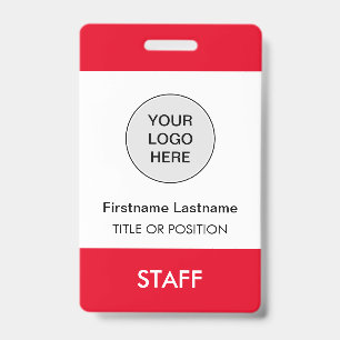 Red Company Logo Employee Name Badge ID Badge