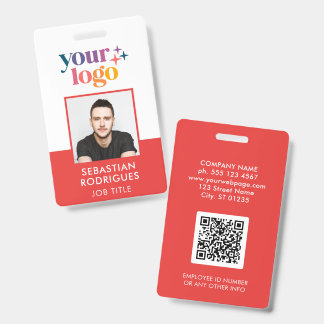 Red Company Logo Employee Photo ID Badge