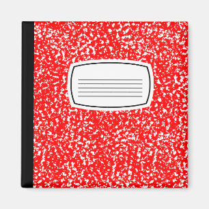 red composition book magnet