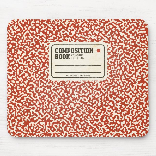 Red Composition Notebook with Label Mouse Pad (Front)