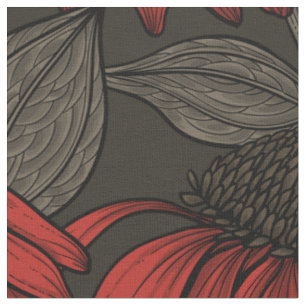 Red coneflowers on brown fabric