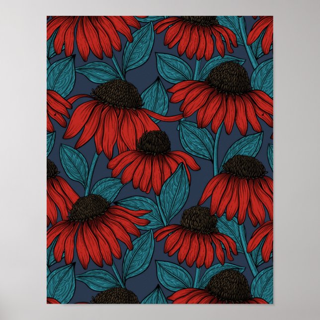 Red coneflowers poster (Front)