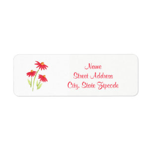 Red Coneflowers Return Address Label