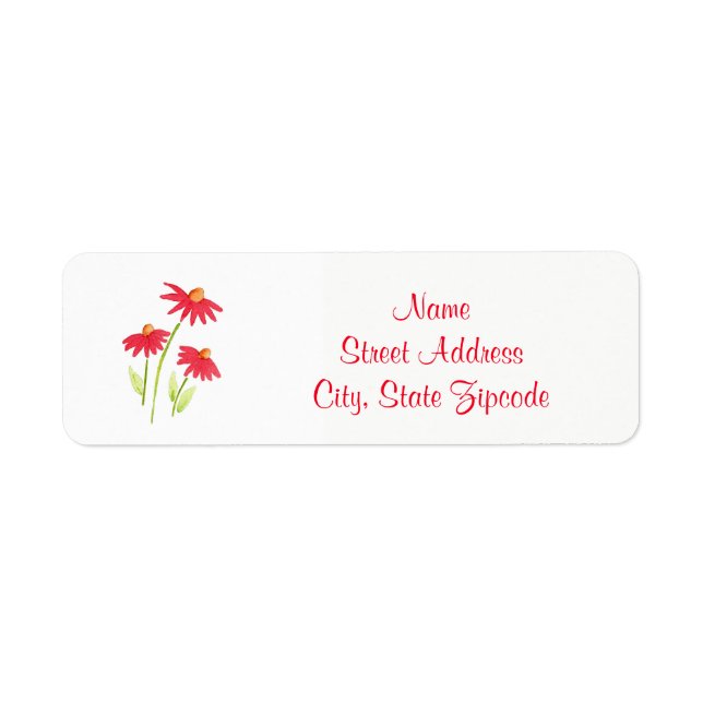 Red Coneflowers Return Address Label (Front)