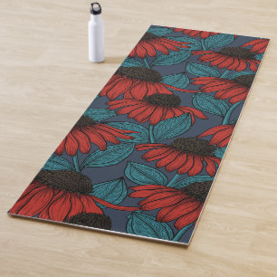 Red coneflowers yoga mat