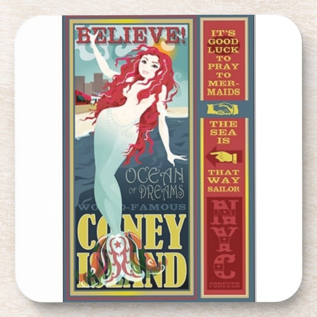 red coney island mermaid coaster (Front)