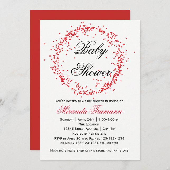 Red Confetti - Baby Shower Invitation (Front/Back)