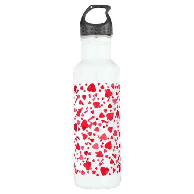 Red Confetti Hearts  710 Ml Water Bottle (Front)