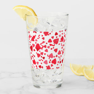 Red Confetti Hearts Glass