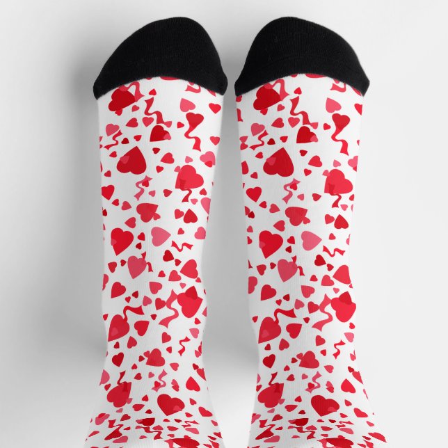 Red Confetti Hearts Pattern Socks (Top)