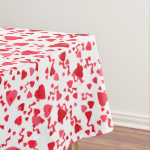 Red Confetti Hearts Pattern Tablecloth