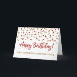 Red Confetti Step Daughter Birthday Card<br><div class="desc">Birthday card for step daughter with red and gold modern glitter confetti pattern. Please note glitter effect is photographic effect only.</div>