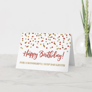 Red Confetti Step Daughter Birthday Card