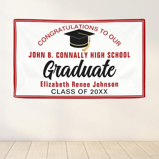 Red Congratulations Graduate Customised Party Banner (Creator Uploaded)