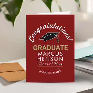 Red Congratulations Graduate Graduation Cap Card