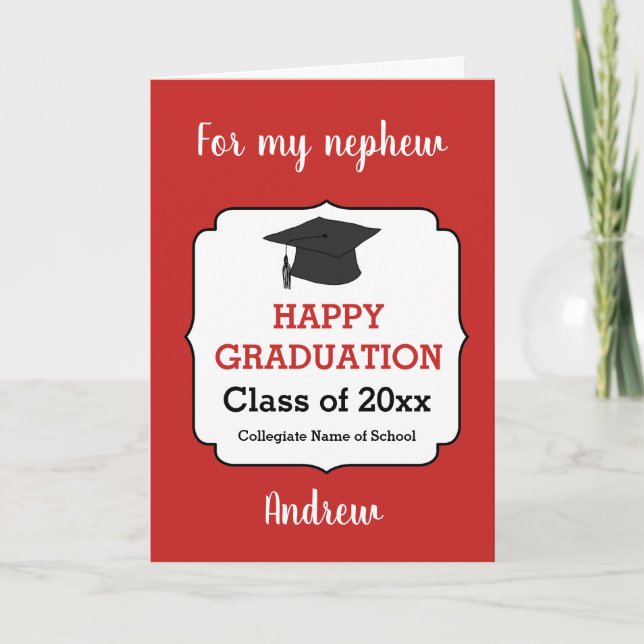 Red Congratulations Nephew Graduation Card (Front)