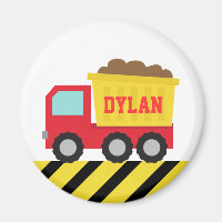 Red Construction Dump Truck Personalised Magnet