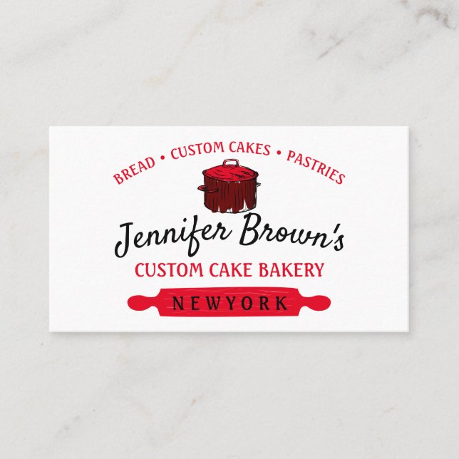 Red Cook pot Food Catering Business Card (Front)