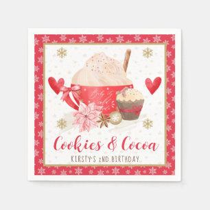 Red Cookies and Cocoa 2nd Birthday Napkin