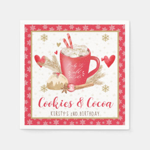 Red Cookies and Cocoa 2nd Birthday Napkin