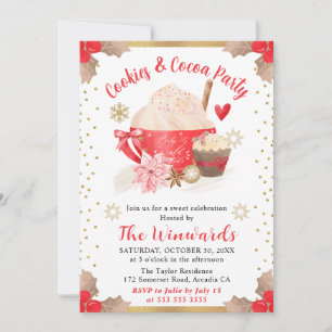 Red Cookies and Cocoa Party Winter Invitation