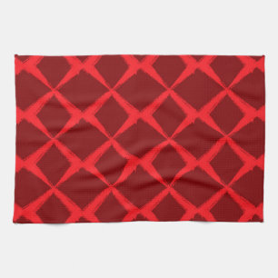 Red, cool, trendy, urban, x shape brush strokes tea towel