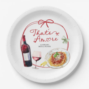Red Coquette Bow That's Amore Paper Plate