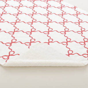 Red Coquette Bow Trellis Christmas Sherpa Blanket