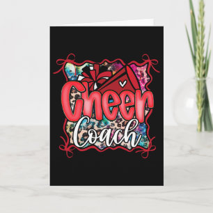 Red Coquette Cheer Coach Dad Cheerleading Pom Mega Card