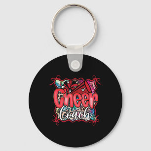 Red Coquette Cheer Coach Dad Cheerleading Pom Mega Key Ring