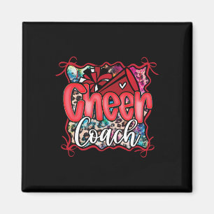 Red Coquette Cheer Coach Dad Cheerleading Pom Mega Magnet