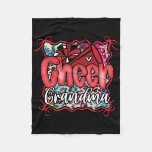 Red Coquette Cheer Grandma Cheerleading Pom Megaph Fleece Blanket