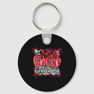Red Coquette Cheer Grandma Cheerleading Pom Megaph Key Ring