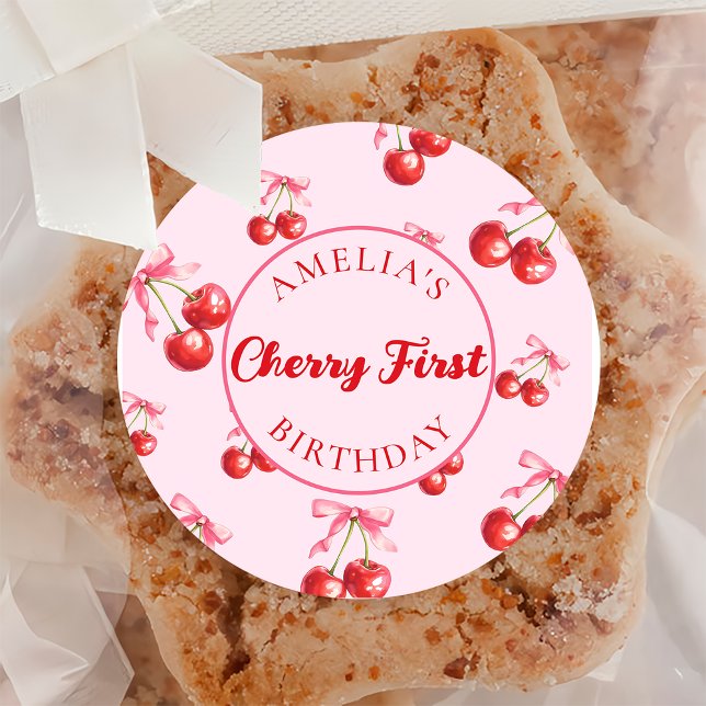 Red Coquette Cherry First Birthday Sticker (Creator Uploaded)